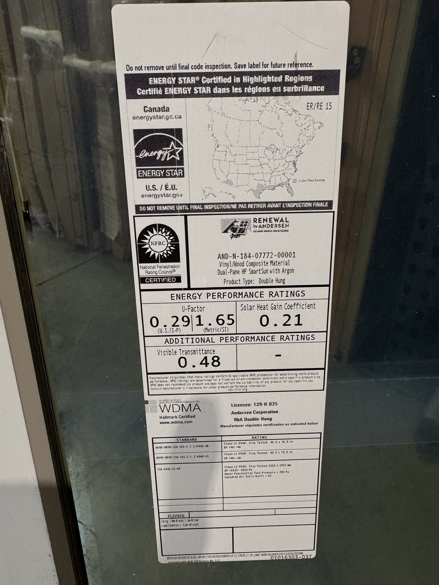 Andersen Acclaim Series Single Hung Window 34.75 x 63.5 - Clark Listings
