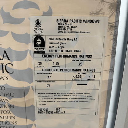 Sierra Pacific Double Hung Window 35.5 x 72.5 - Clark Deals LLC