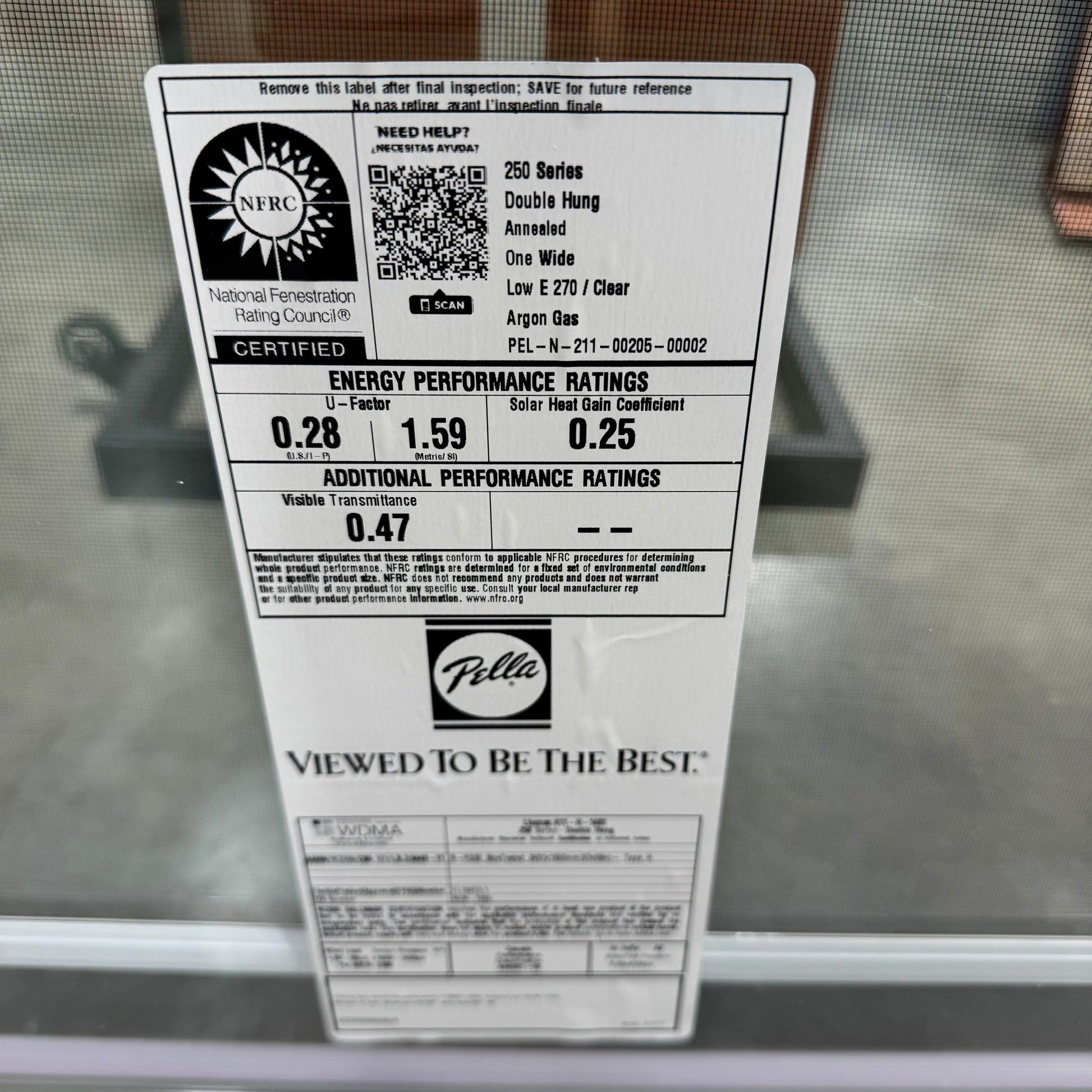 Pella® 250 Series Double Hung Window 45.5 x 35.5