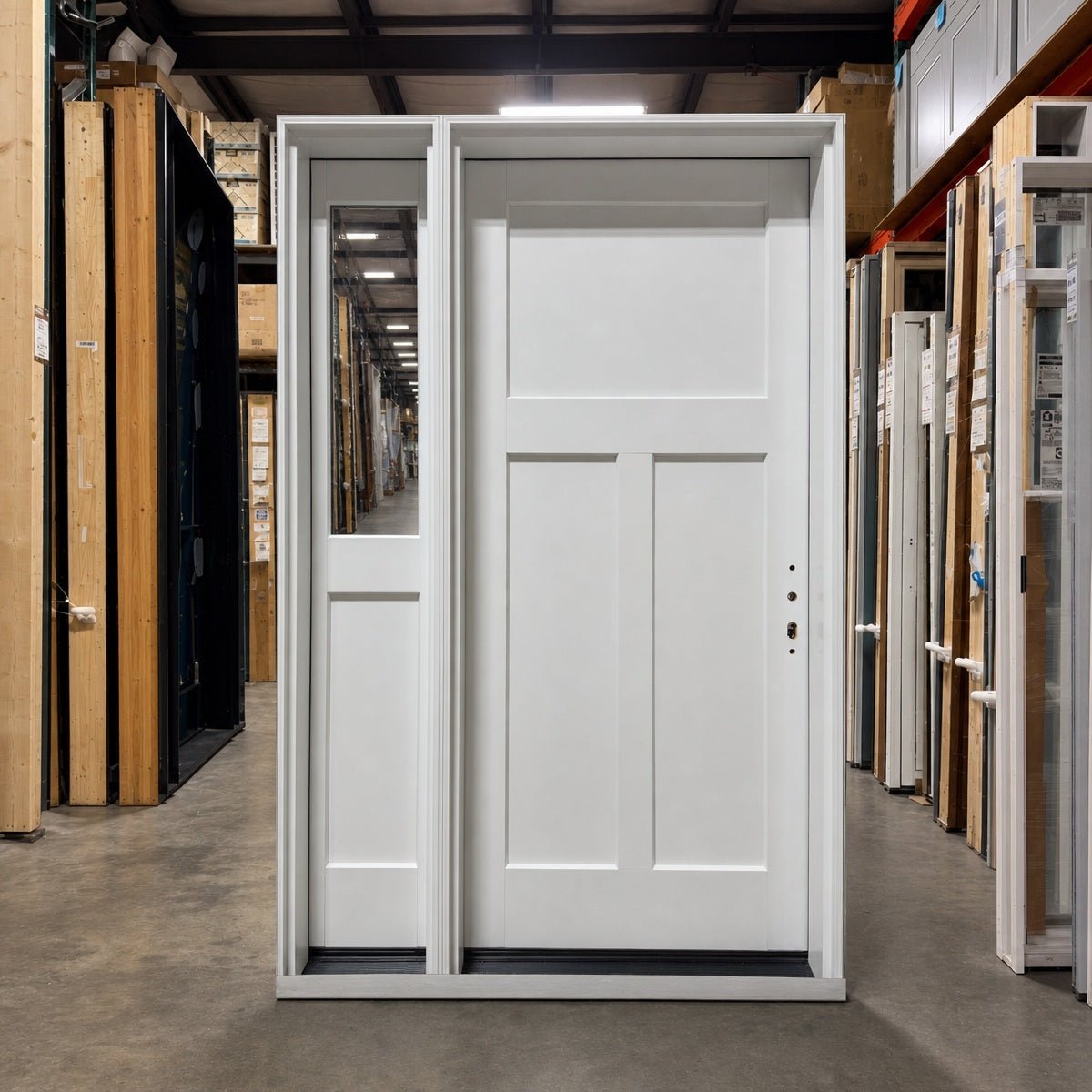 Front Door with 1 Sidelite Pella® Lifestyle 52 x 80 – White - Clark Deals LLC