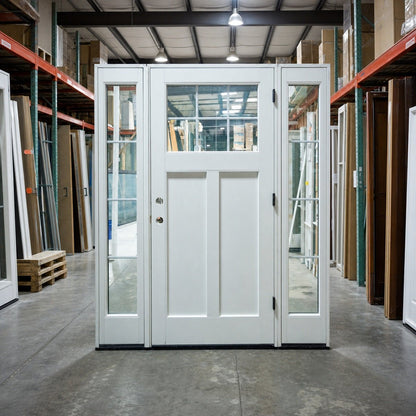 Front Door with 2 Sidelites Pella® Lifestyle 68 x 80 – Brick Red - Clark Deals LLC
