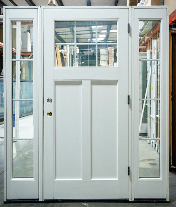 Front Door w/ 2 Sidelites Pella® Lifestyle 68 x 80 – Brick Red - Clark Listings