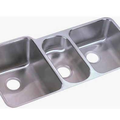 New Elkay Lustertone Classic Undermount 40 x 20.5 Lustrous Stainless Steel Triple Bowl Kitchen Sink