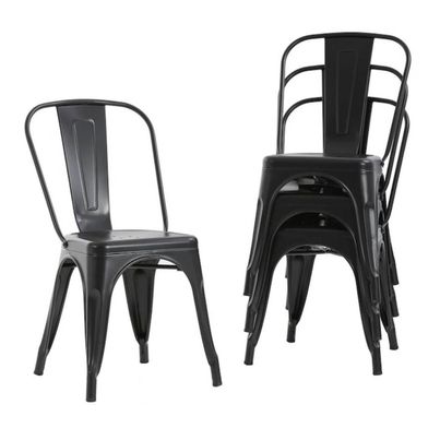 New Contemporary Modern Wingback Chairs, Black, Set Of 4 (Metal Frame)