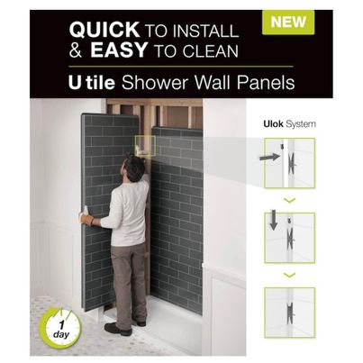 New Maxx Utile 60 x 30 x 60 3-Piece Origin Arctik Fiberglass/Plastic Composite Bathtub Back Wall Panels