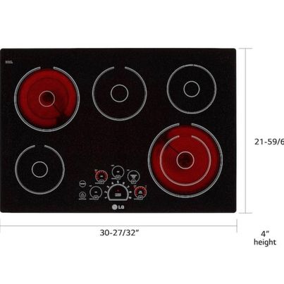 New LG 30 Inch Elements Smooth Surface Radiant Heat Black Electric Cooktop