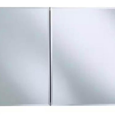 New Kohler 35”W x 26”H Two Door Recessed Or Surface Mount Medicine Cabinet Mirror, Silver Aluminum