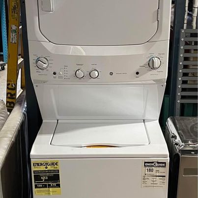 New GE 3.8 Cu Ft Electric Washer Gas Dryer Combo White