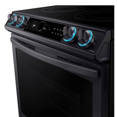 New Samsung 30” Smooth Surface 5 Elements 6.3 Cu Ft Air Fry Convection Slide In Smart Electric Range