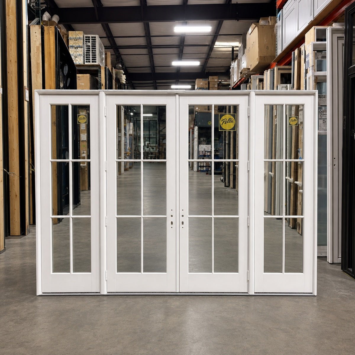 French Door with 2 Sidelites Pella® Reserve 132 x 96 – White - Clark Deals LLC