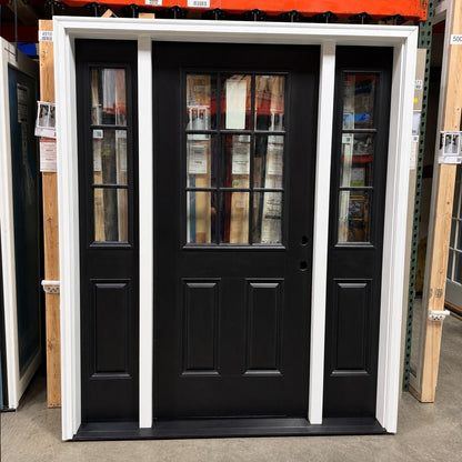 Front Door w/ Sidelights Pella® Fiberglass 68 x 80 – Black - Clark Deals LLC