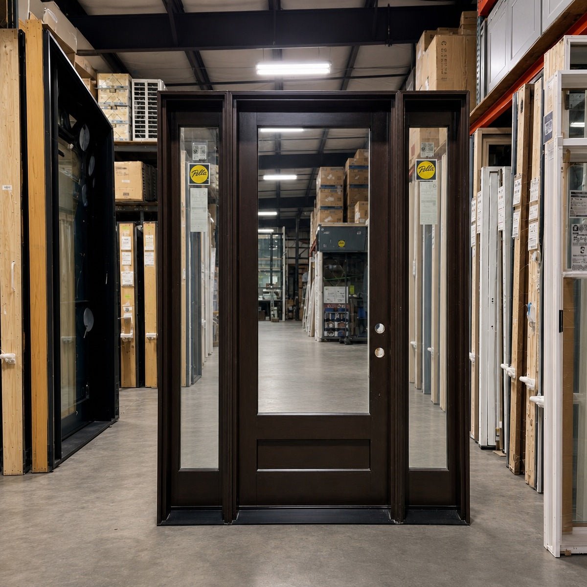 Front Door with 2 Sidelites Pella® Reserve 68 x 96 – French Roast - Clark Deals LLC