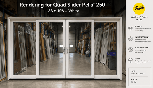 Quad Slider Pella® 250 188 x 108 – White - Clark Listings