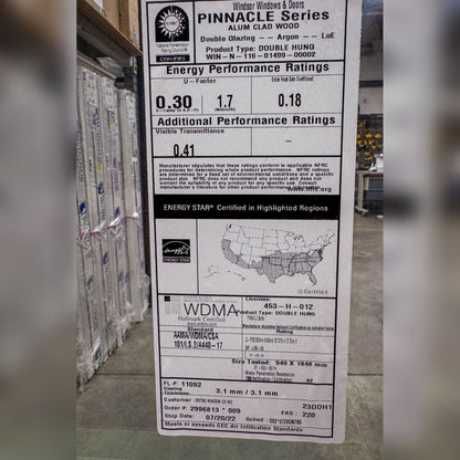 Windsor Pinnacle Double Hung Window 35.5 x 63.5 - Clark Listings