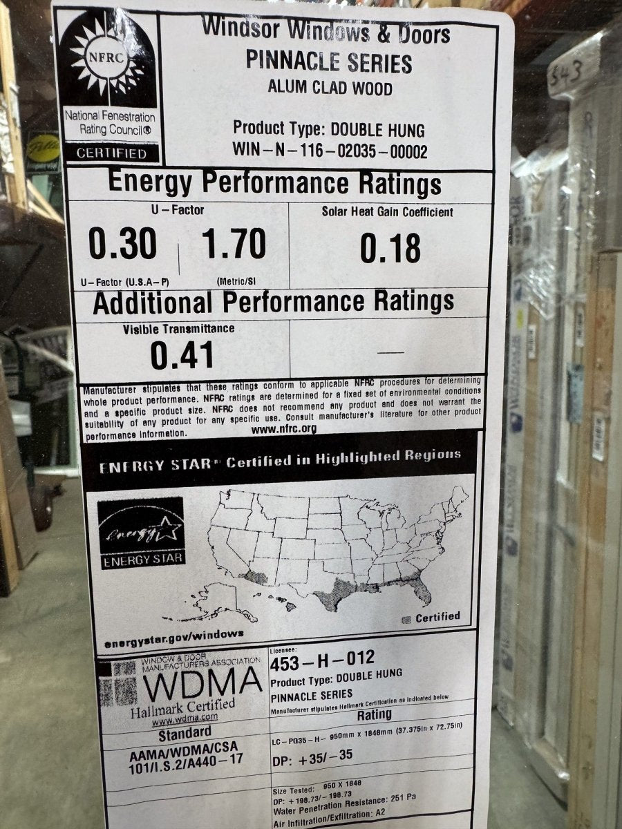 Windsor Pinnacle Double Hung Window 35.75 x 65 - Clark Deals LLC