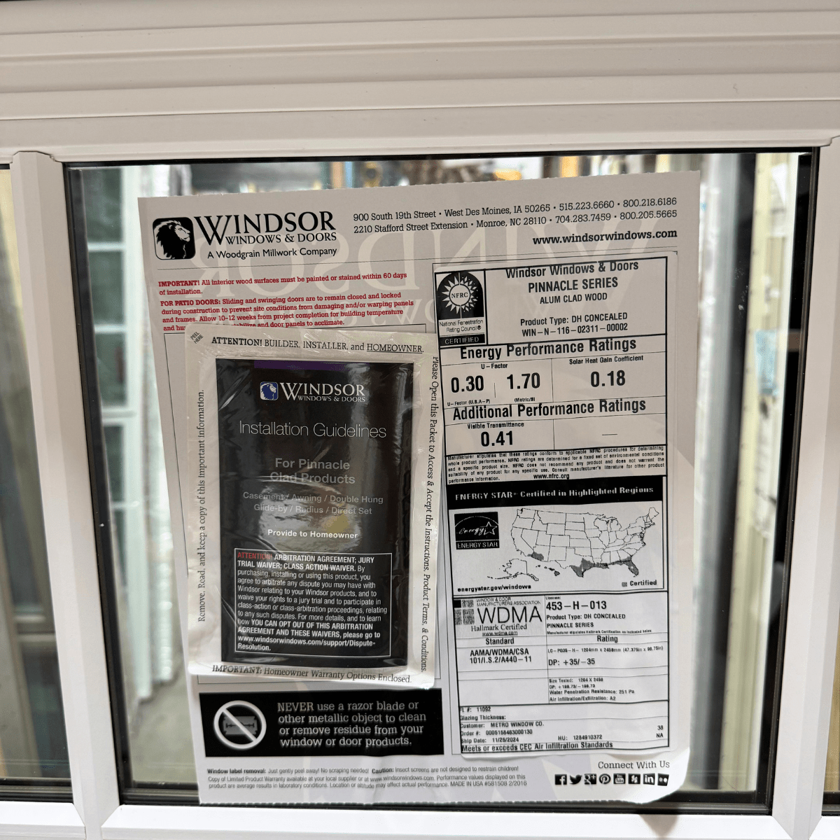 Windsor Pinnacle Double Hung Window 45 x 60 - Clark Deals LLC