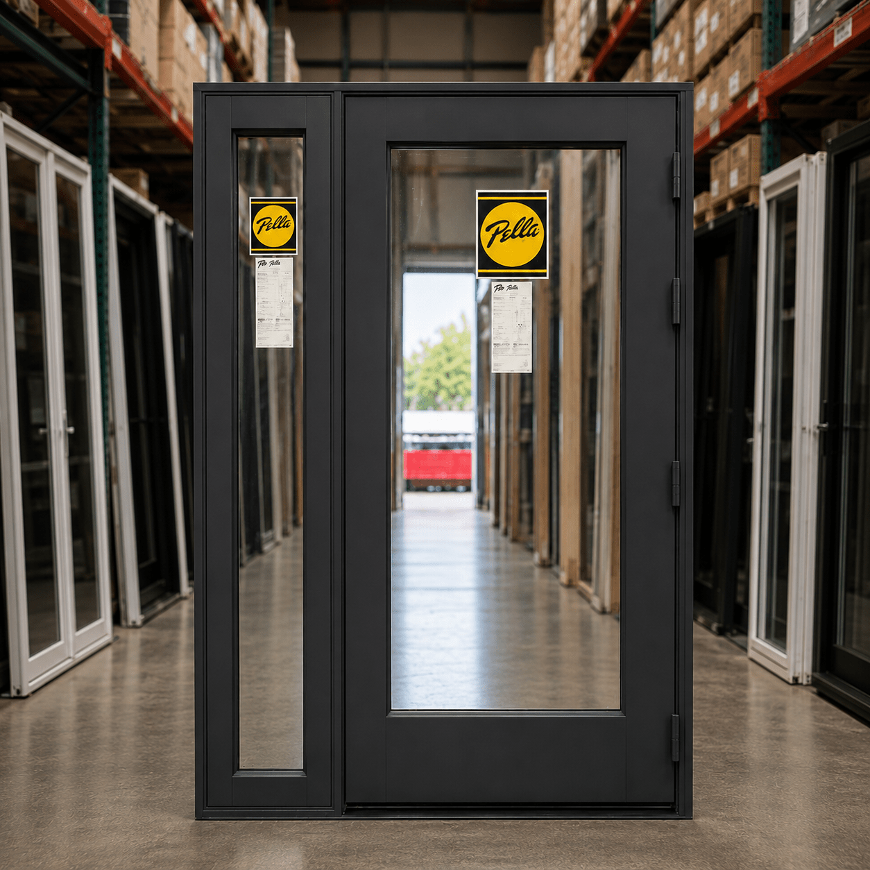 Commercial Entry Pella® Reserve 56 x 96 – Iron Ore - Clark Listings