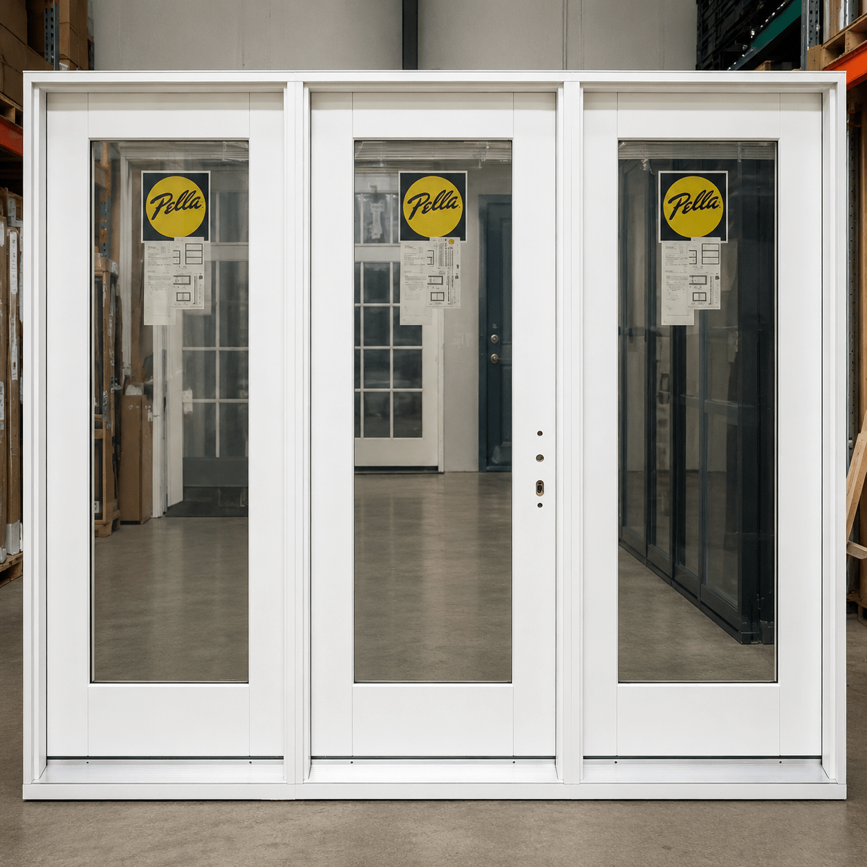Triple Door Pella® Lifestyle 108 x 80 – White - Clark Listings